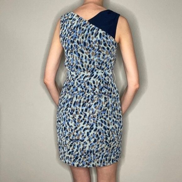 Macys Matthew Williamson for Impulse Sleeveless Mini Dress Spotted 6 Blue Taupe - Picture 2 of 12